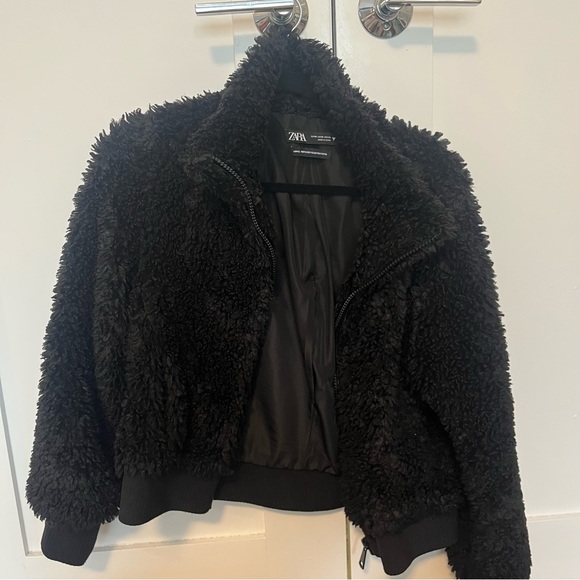 Zara Sherpa Fleece Bomber Jacket - Picture 7 of 11
